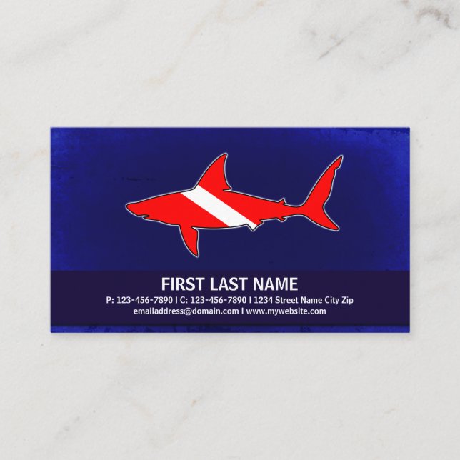 Customizable dive flag shark scuba business cards (Front)