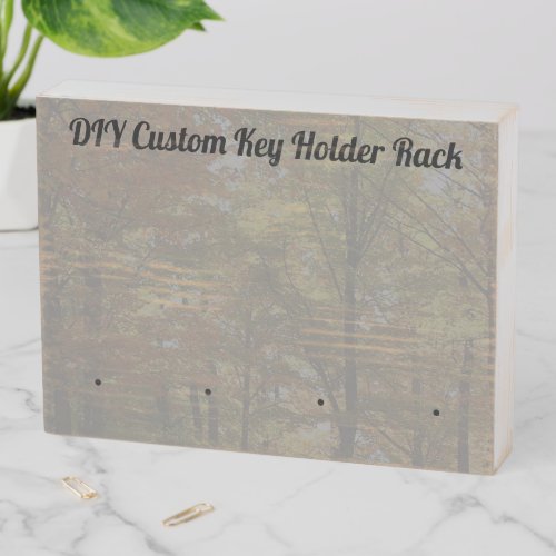 Customizable DIY Four Place Decorative Key Hook Wooden Box Sign