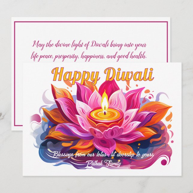 Customizable Diya Dreams Diwali Card (Front/Back)