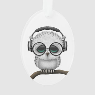 Customizable Dj Owl with Headphones and Glasses Ornament