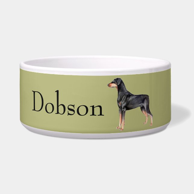 Customizable Doberman Pinscher Dog Bowl (Front)
