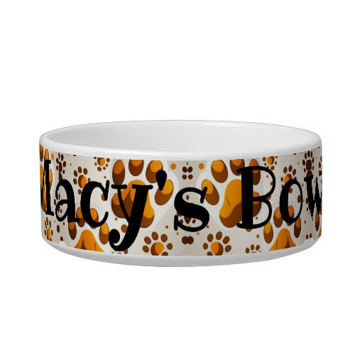 Customizable Dog Bowl With Paw Prints For Macy