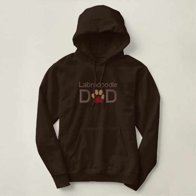 Customizable Dog Breed  Dad with Paw Embroidered Hoodie (Design Front)
