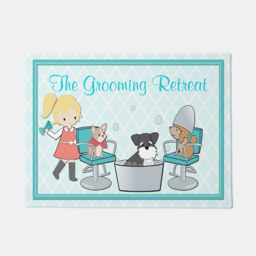 Customizable Dog Groomer Pet Salon Door Mat