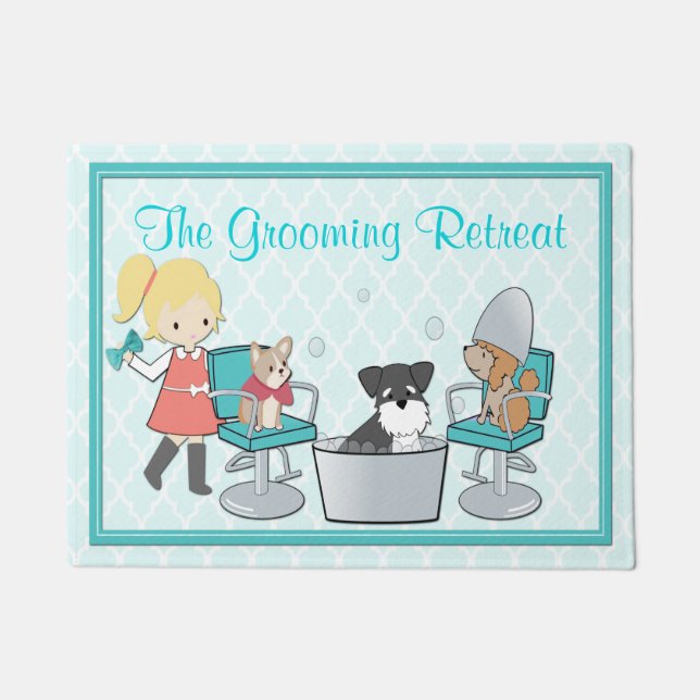Customizable Dog Groomer Pet Salon Door Mat (Front)