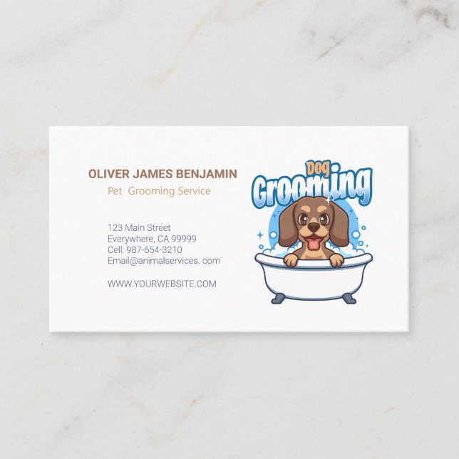 Customizable Dog Grooming Professional and Stylish Business Card (Front)