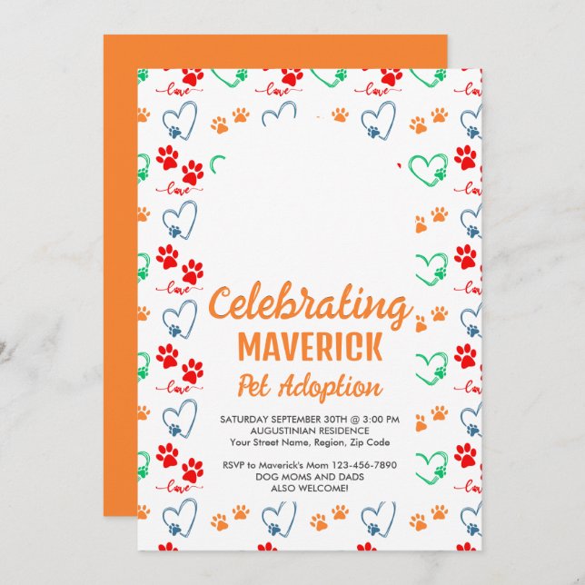 Customizable Dog Pet Adoption Party Invitation (Front/Back)