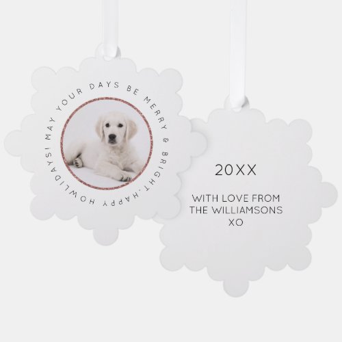 Customizable Dog Photo Christmas Ornament Card 