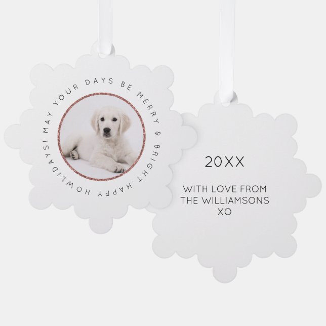 Customizable Dog Photo Christmas Ornament Card  (Front/Back)