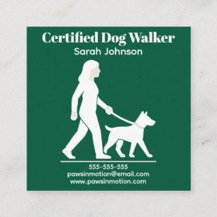 Customizable Dog Walker Minimalist Logo Square Business Card