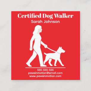 Customizable Dog Walker Minimalist Logo Square Business Card