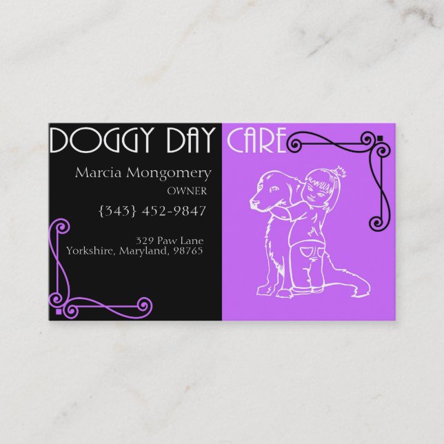 Customizable Doggy Day Care Business Card (Front)