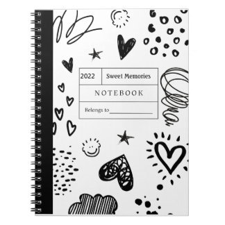 Customizable Doodle White Notebook
