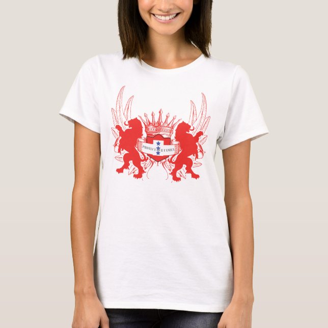 Customizable Double Lions 3 Yellow Stars Prtct Fam T-Shirt (Front)