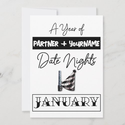 Customizable double_sided note card for a January 