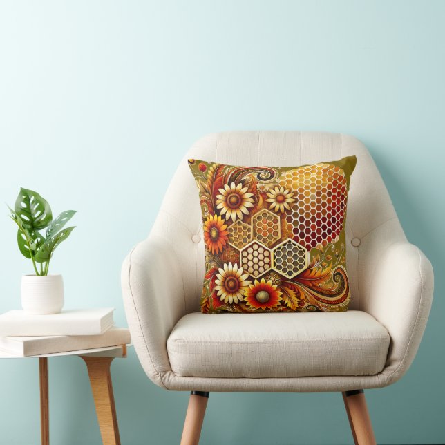 Customizable Double-Sided Throw Pillow | Honeycomb (Chair)