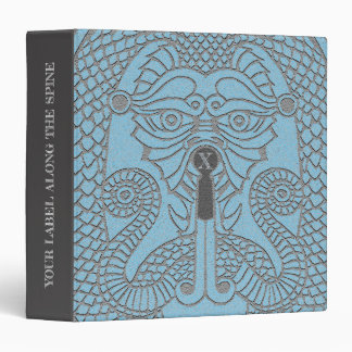 Customizable Dragon face Binder aqua/grey