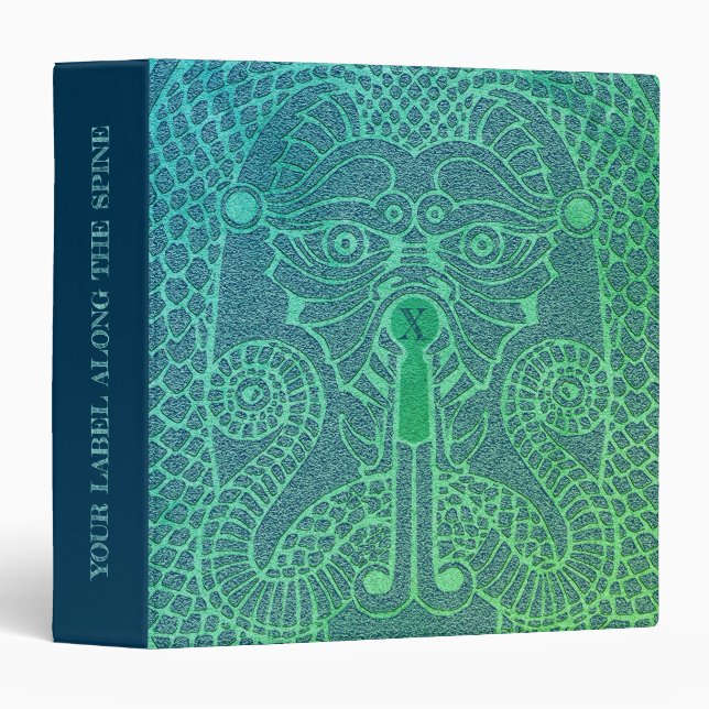 Customizable Dragon Face Binder moss/jeans (Front/Spine)