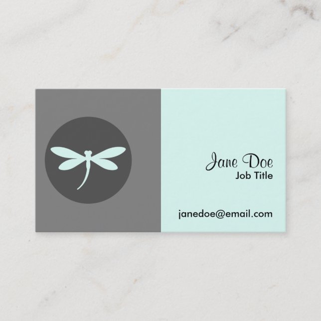 Customizable Dragonfly Color with Gray BG Design Business Card (Front)