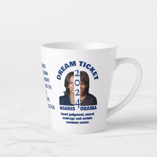 Customizable Dream Ticket HARRIS OBAMA 2024 Latte Mug