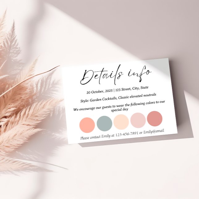 Customizable Dress Code & Garden Cocktail Wedding Enclosure Card (Creator Uploaded)