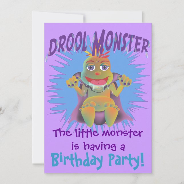 Customizable Drool Monster Birthday Invitations (Front)