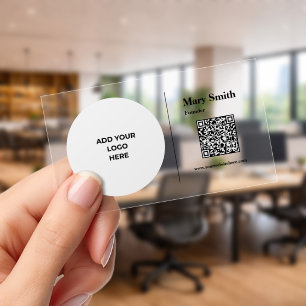 Customizable E-Commerce Logo Template & QR code Clear Business Cards