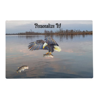 Customizable Eagle Bass Fishing Reversable Placemat