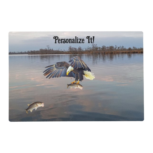 Customizable Eagle Bass Fishing Reversable Placemat (Front)