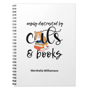 Customizable EASILY DISTRACTED BY CATS AND BOOKS