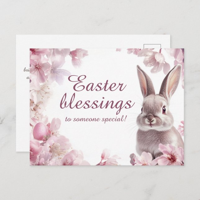 Customizable 🐇Easter Blessings Holiday Postcard (Front/Back)