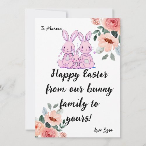 Customizable Easter Bunny Family Greeting Card