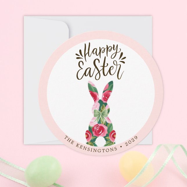 Customizable Easter Bunny Floral Greeting Card (Customizable Easter Bunny Floral Greeting Card)