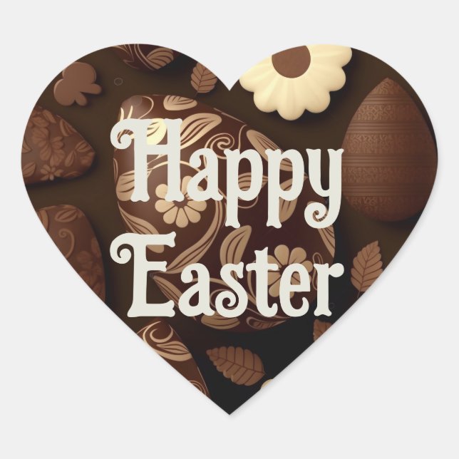 Customizable Easter chocolate eggs Heart Sticker (Front)