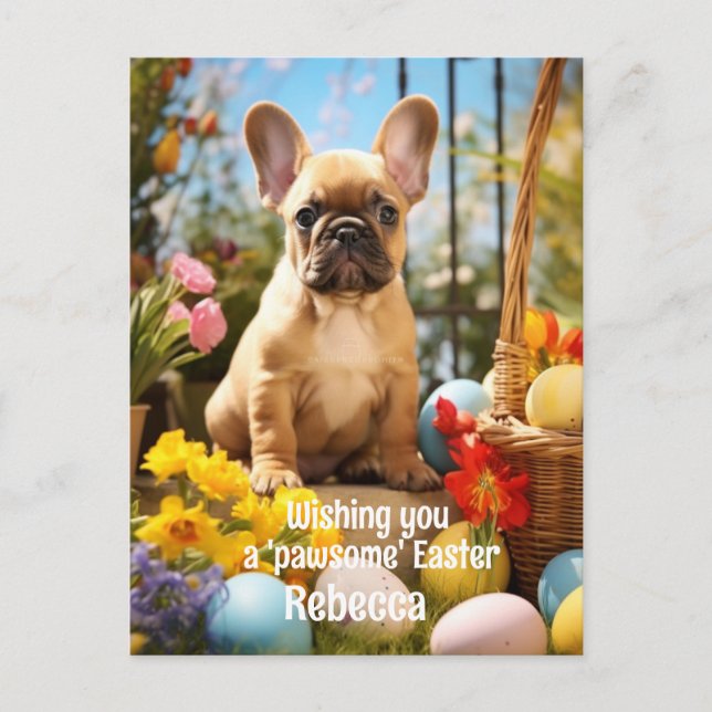  Customizable Easter Joy with Furry Friends Postcard (Front)