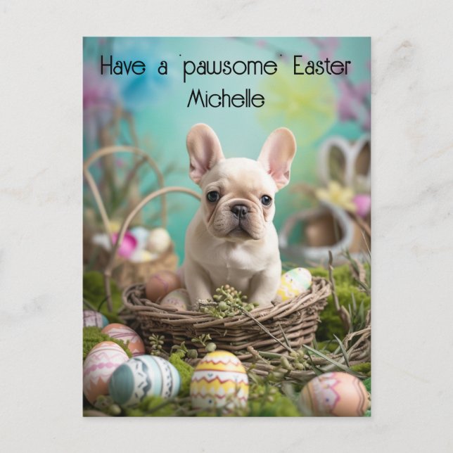  Customizable🐶 Easter Joy with Furry Friends Postcard (Front)