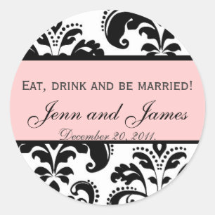 Customizable Eat, Drink, and be Married Pink Seal