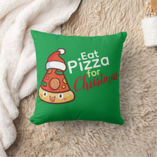 Customizable Eat Pizza for Christmas Throw Pillow