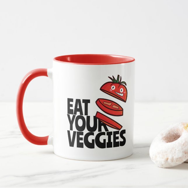Customizable Eat your veggies - Tomato version Mug (With Donut)