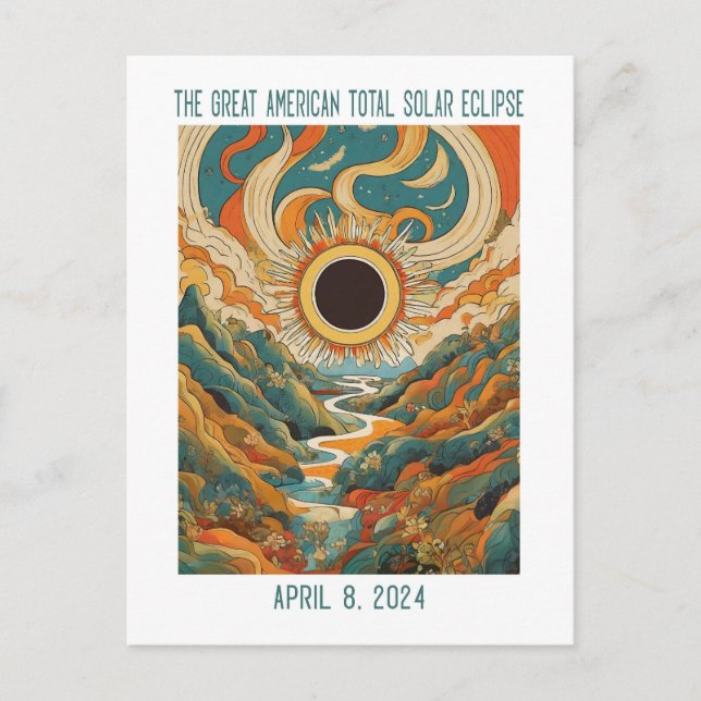 CUSTOMIZABLE:  ECLIPSE OVER RIVER POSTCARD (Front)