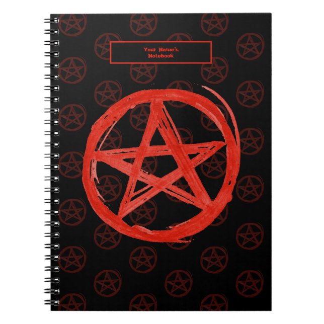 Customizable Edgy Red Scratchy Pentagram Notebook (Front)