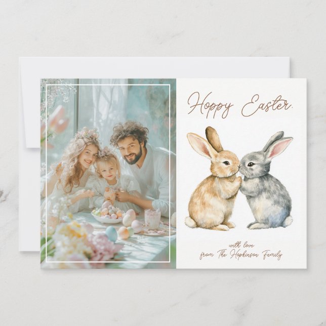 Customizable 🐇Egg-stra Cute Hoppy Easter Holiday Card (Front)