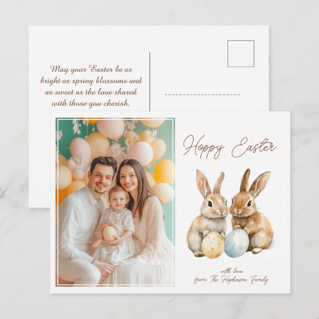 Customizable 🐇Egg-stra Cute Hoppy Easter Holiday Postcard (Front/Back)