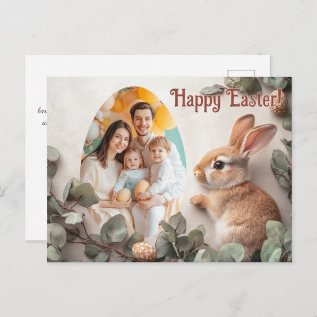 Customizable 🐇Egg-stra Delightful Holiday Postcard (Front/Back)
