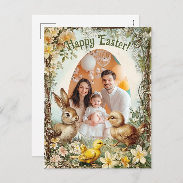 Customizable 🐇Egg-tastic Easter Snapshot Holiday Postcard (Front/Back)