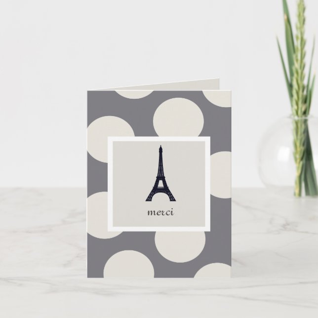 Customizable Eiffel Tower Merci Thank You Card (Front)