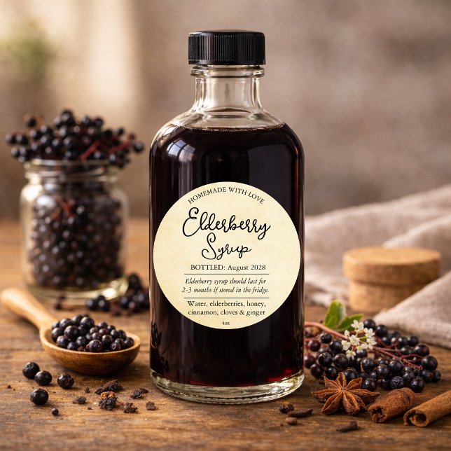 Customizable Elderberry Syrup Label ZEB004rd (Creator Uploaded)