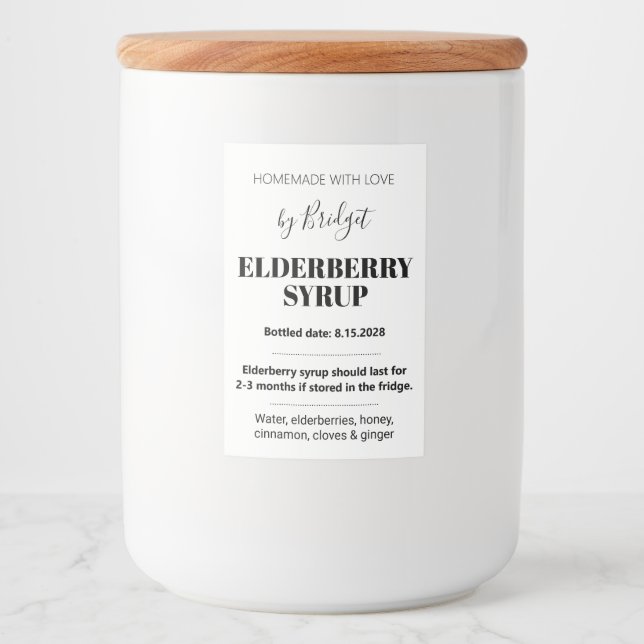 Customizable Elderberry Syrup Label ZEB_01 (Front)