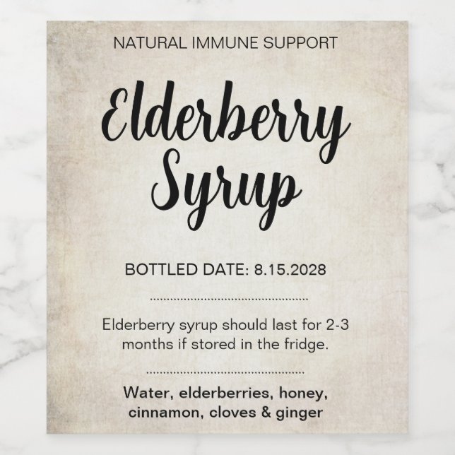 Customizable Elderberry Syrup Label ZEB_02 (Single Label)