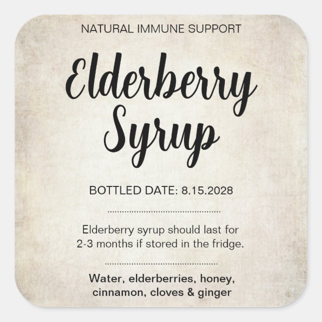 Customizable Elderberry Syrup Label ZEB_02 (Front)